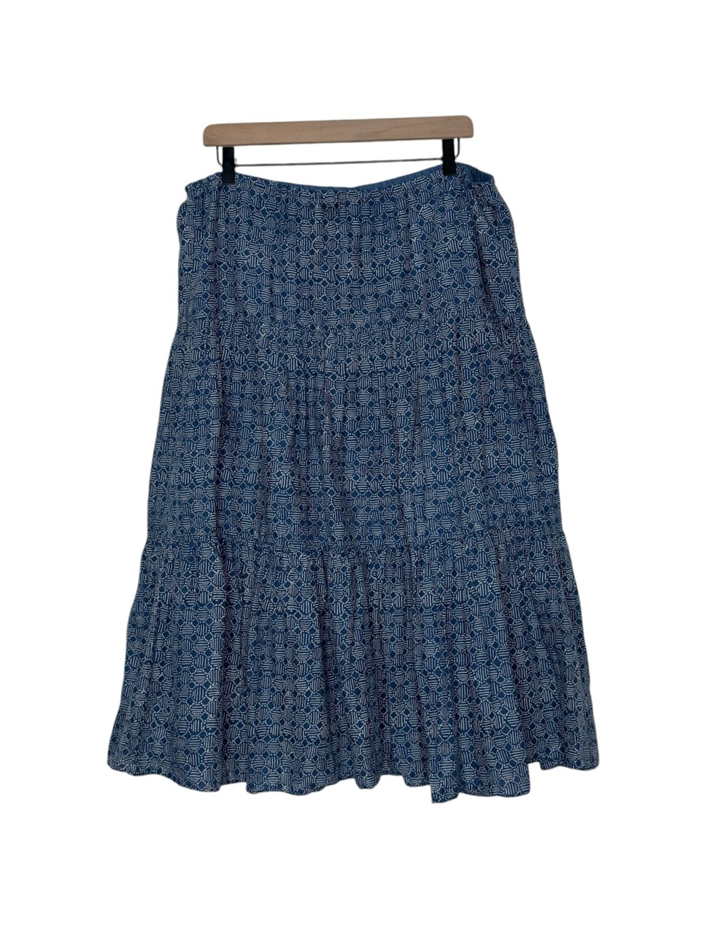Vintage Y2k Ralph Lauren Jeans Co Tiered Blue Geo Midi Skirt Cottagecore Peasant